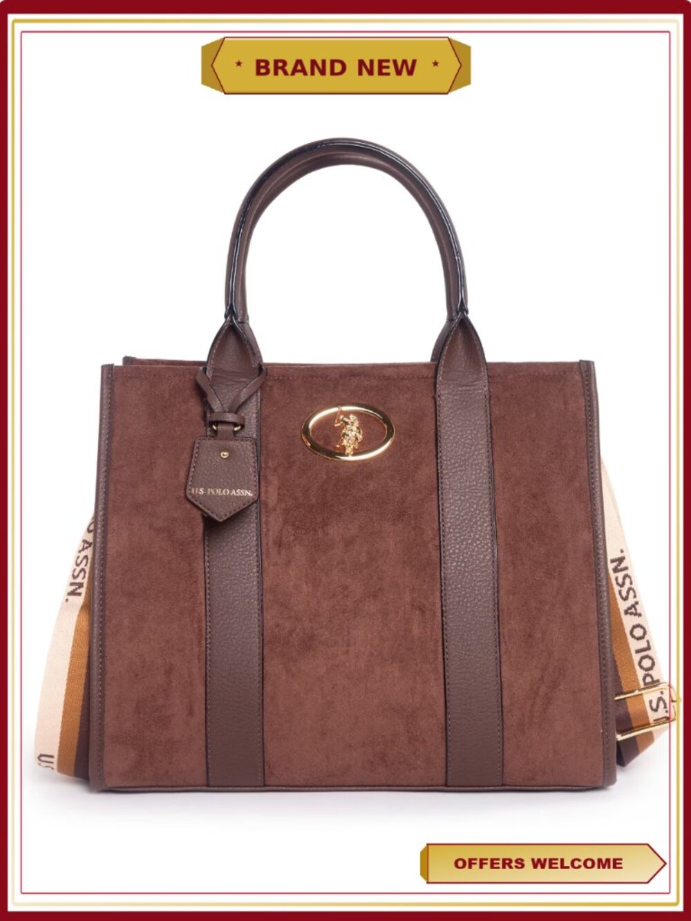Classic Brown Tote Bag with Signature Logo - Spacious Everyday Handbag